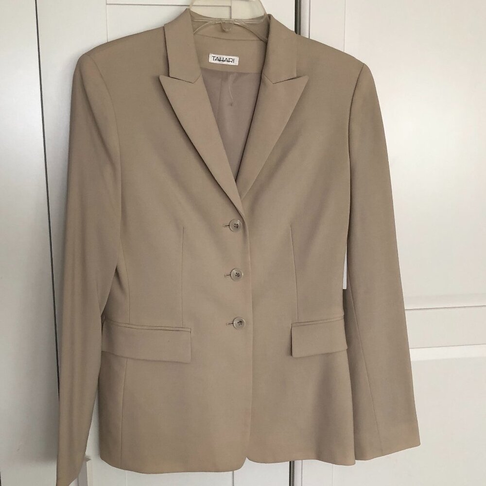 NWT*TAHARI BEIGE/SAND*FITTED*LINED JACKET BLAZER*Sz 6*$398*NEW